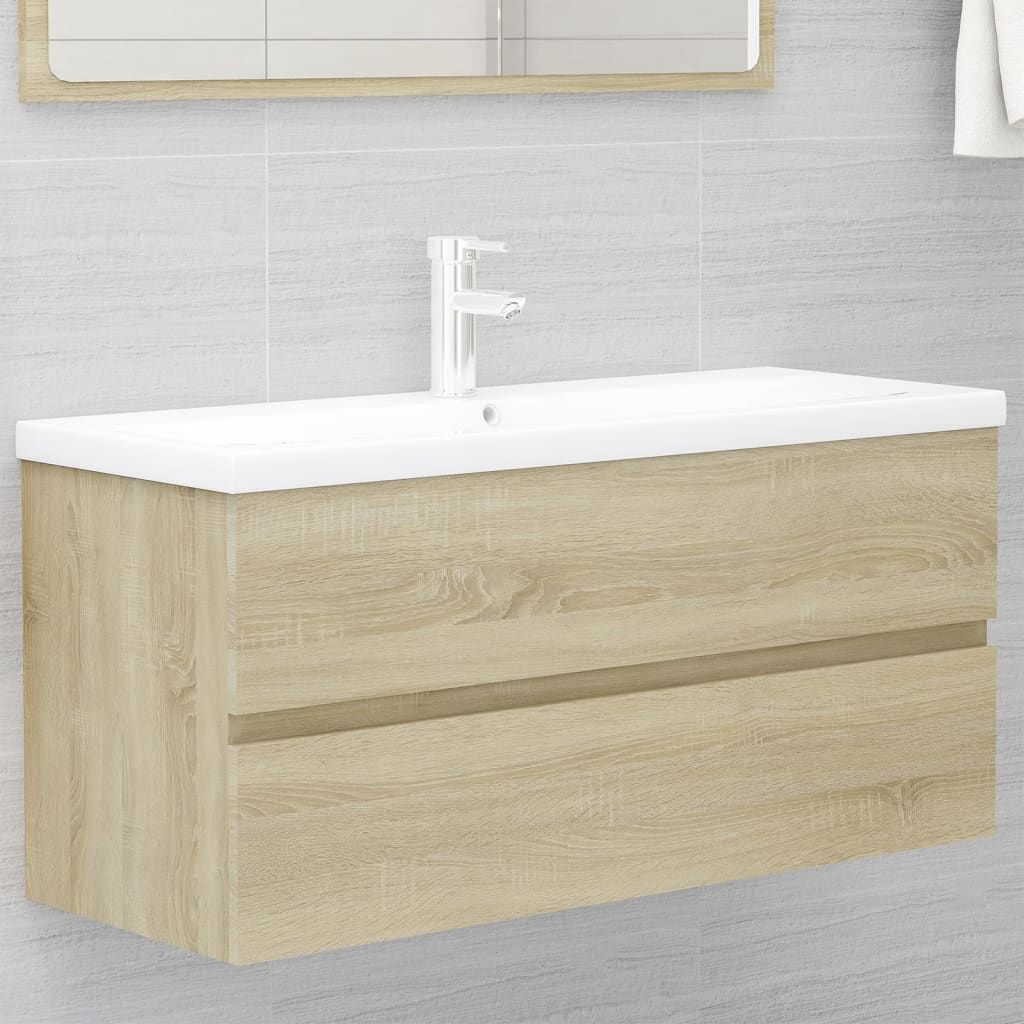 Vidaxl Sink Cabinet With Built-in Basin Sonoma Oak Engineered Wood