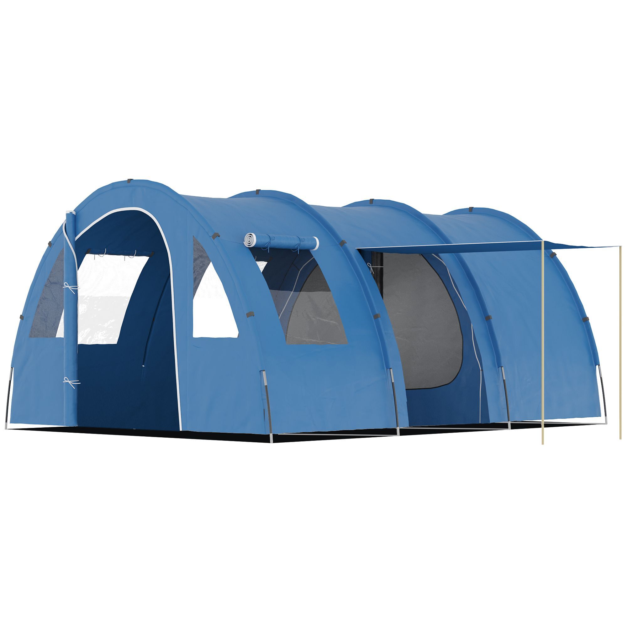Outsunny 5-6 Man Tunnel Tent, Two Room Camping Tent With Sewn-in Floor, 2 Doors And Carry Bag, 2000mm Water Column For Fishing, Sports