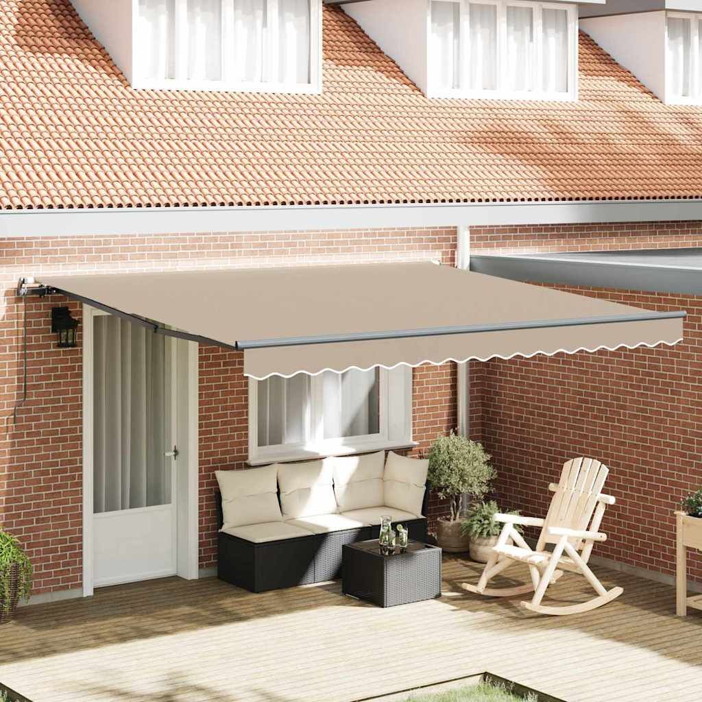 Vidaxl Manual Retractable Awning Beige 400x300 Cm
