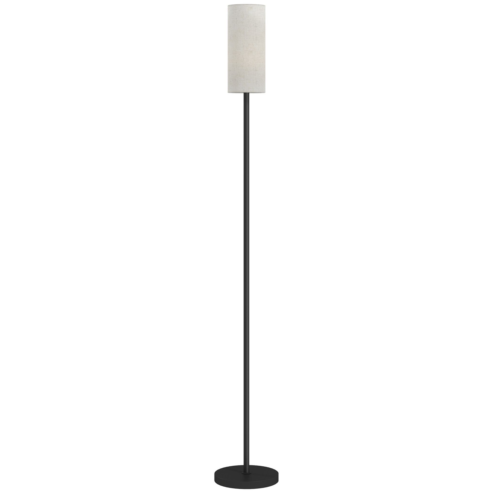 Homcom Floor Lamp For Living Room, Modern Standing Lamp With Linen Shade & Foot Switch, Minimalist Tall Pole Lampshade For Bedroom, Office, White