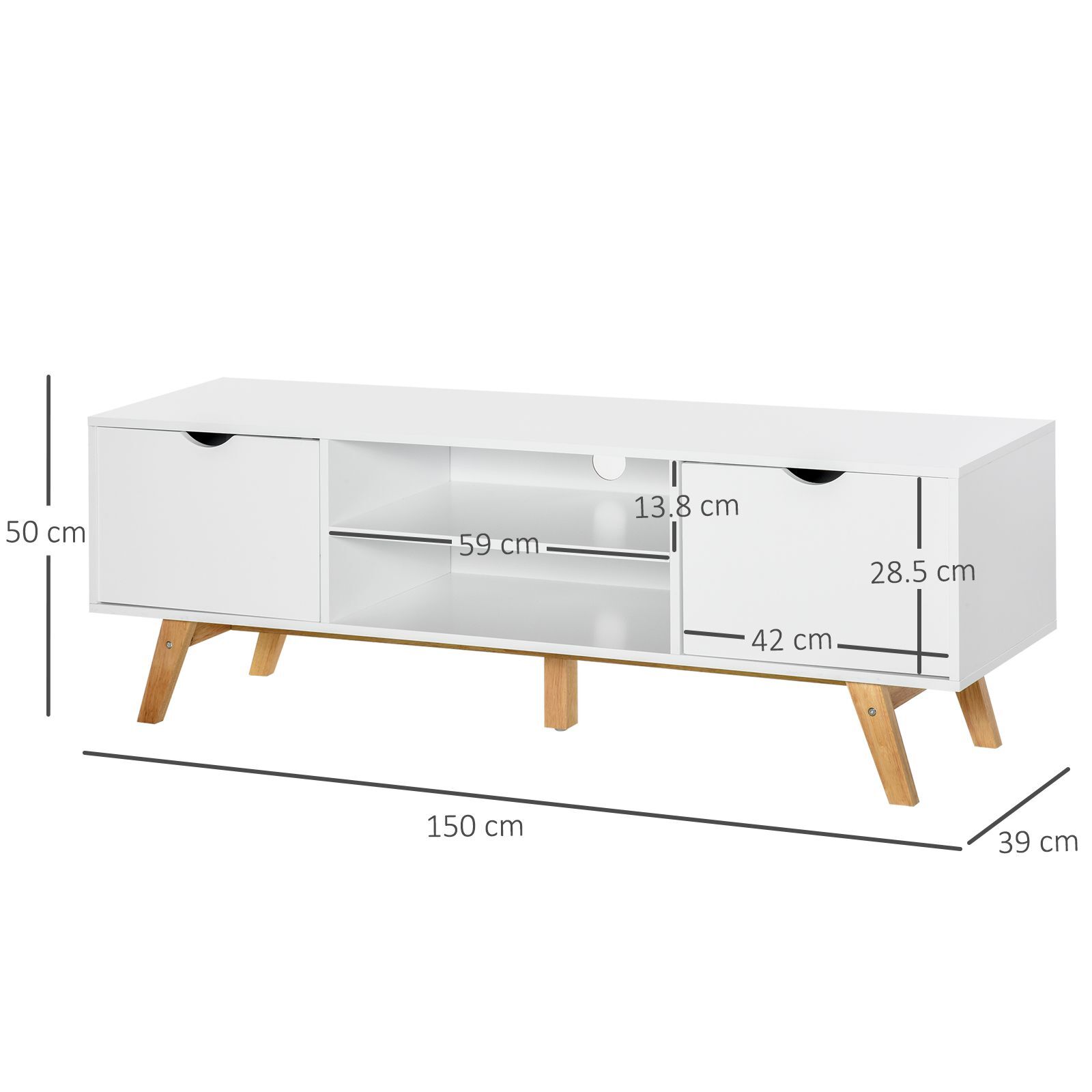 Homcom Particle Board 4-compartment Media Unit White