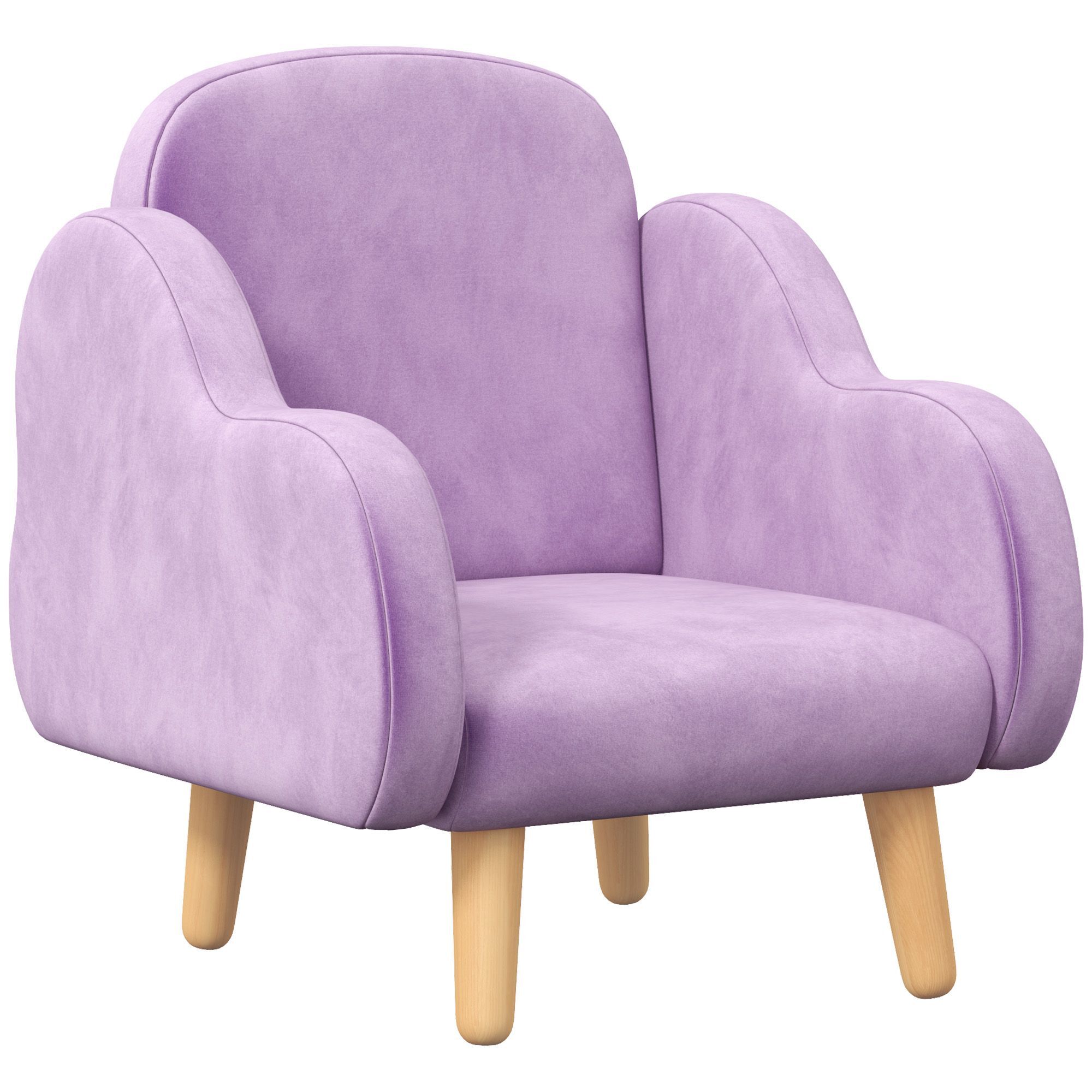 Zonekiz Cloud Shape Toddler Armchair, Ergonomically Designed Kids Chair, Comfy Children Playroom Mini Sofa For Relaxing, For Ages 1.5-5 Years - Purple