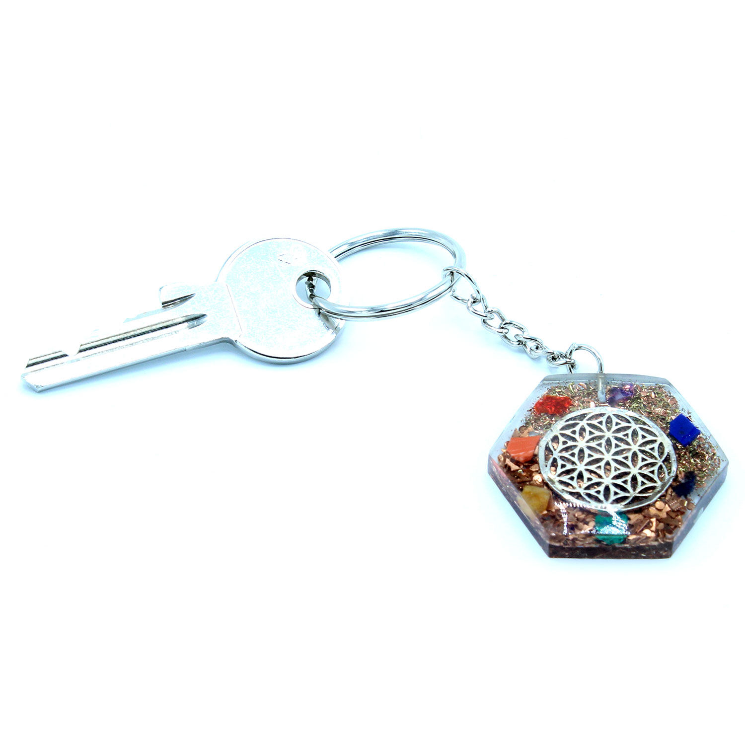 Orgonite Power Keyring - Octagon Flower Of Life