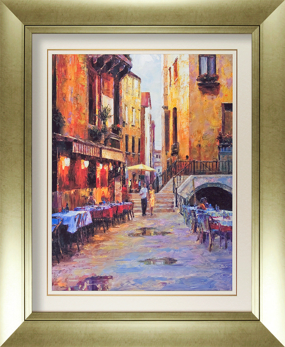 Venetian Cafés Ii By Haixia Liu - Framed Art