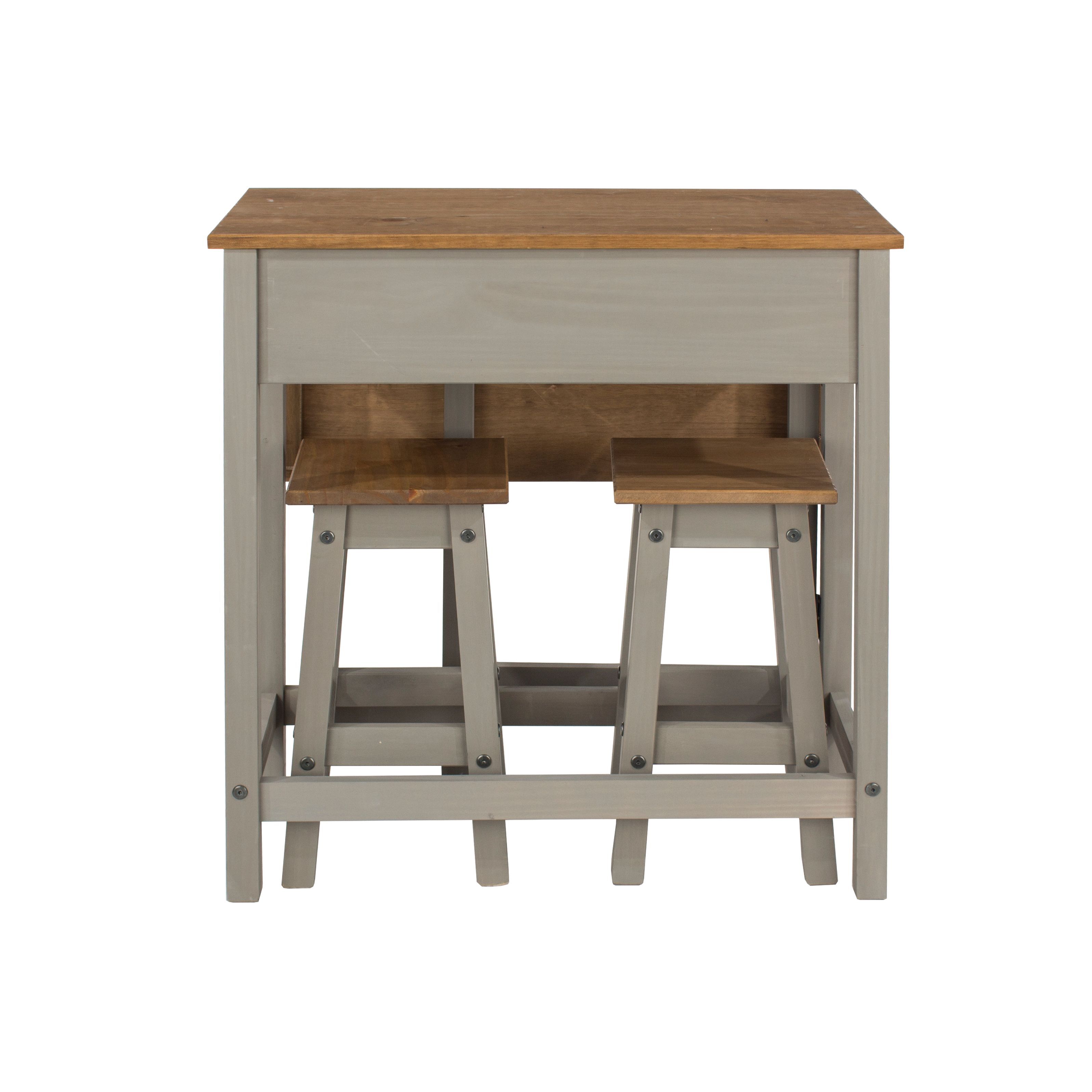 Corona Grey Breakfast Drop Leaf Table & 2 Stools Set