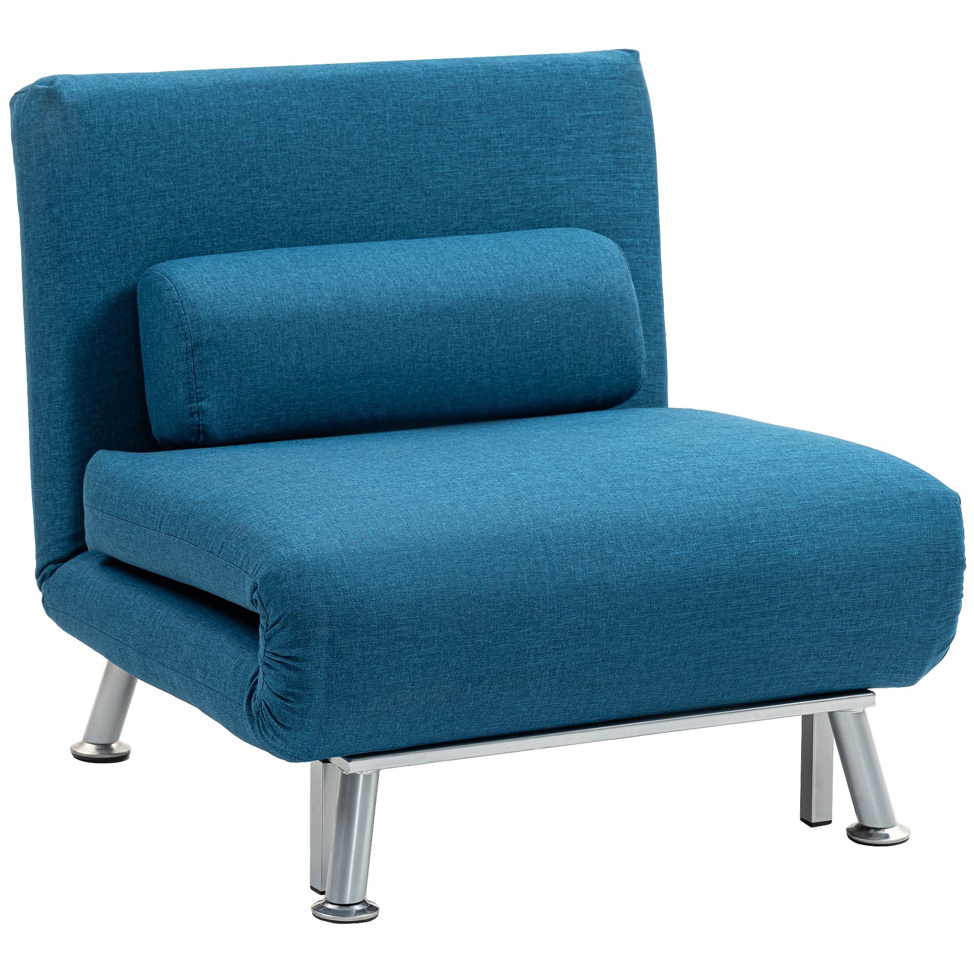 Homcom Single Linen-look Sleeper Chair - Blue