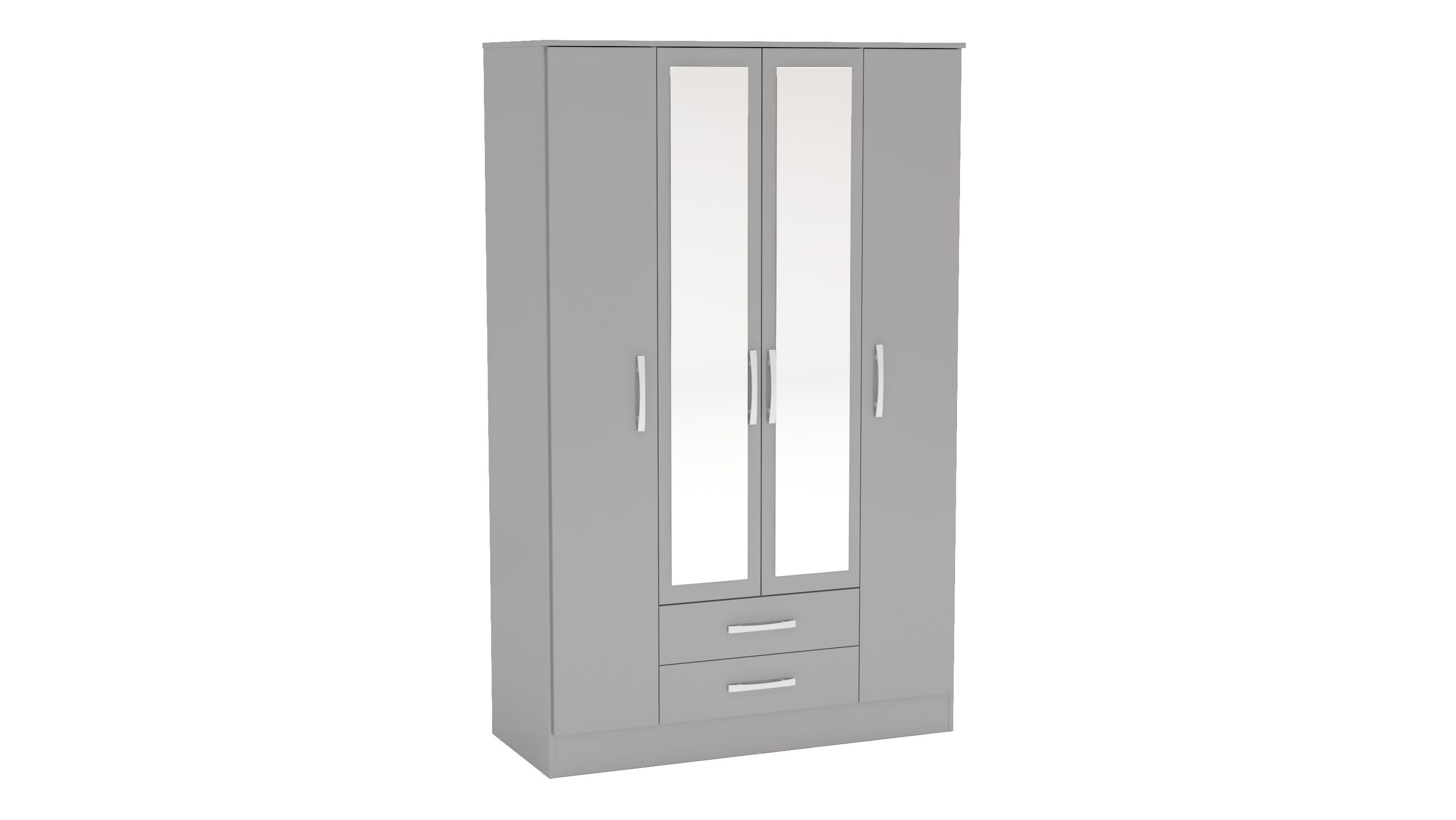 Lynx 4 Door 2 Drawer Wardrobe With Mirror Grey