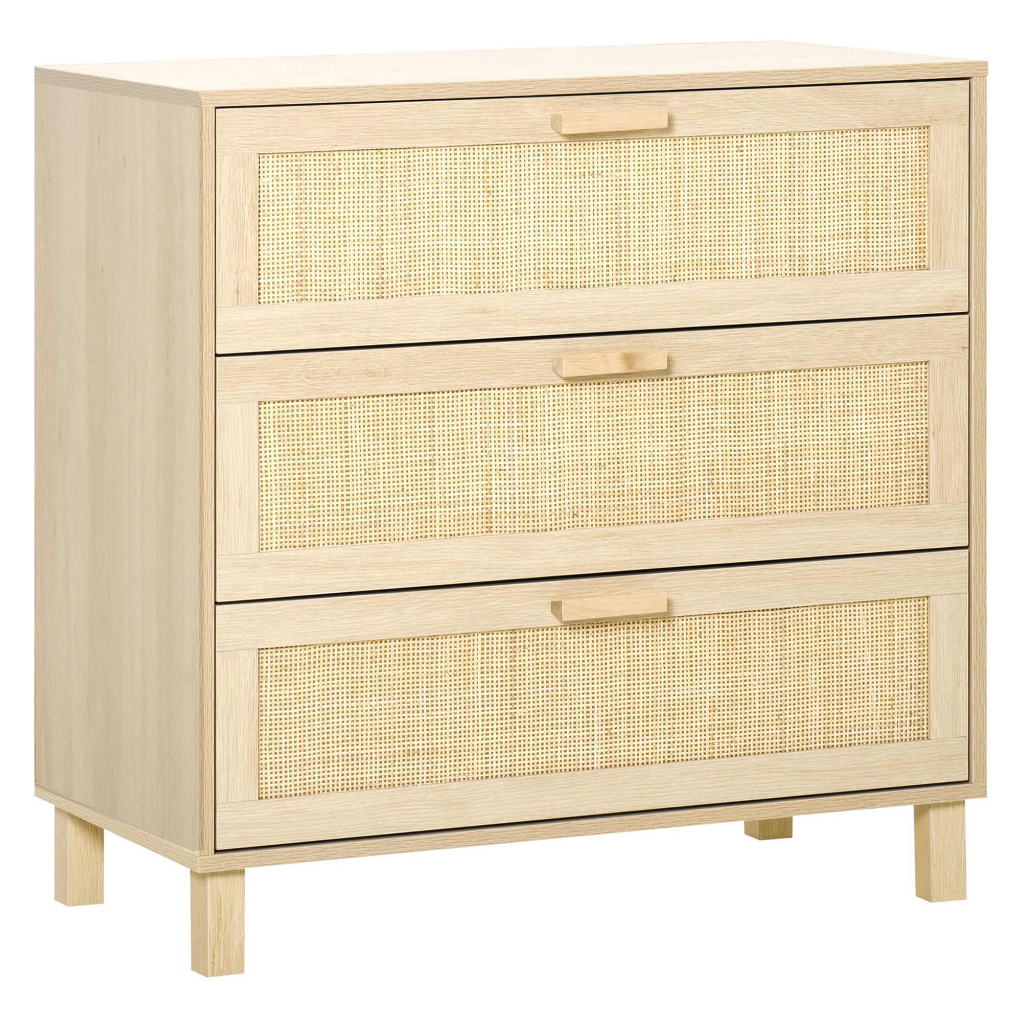 Homcom 3 Drawer Storage Unit Cupboard Wooden Freestanding Storage Cabinets