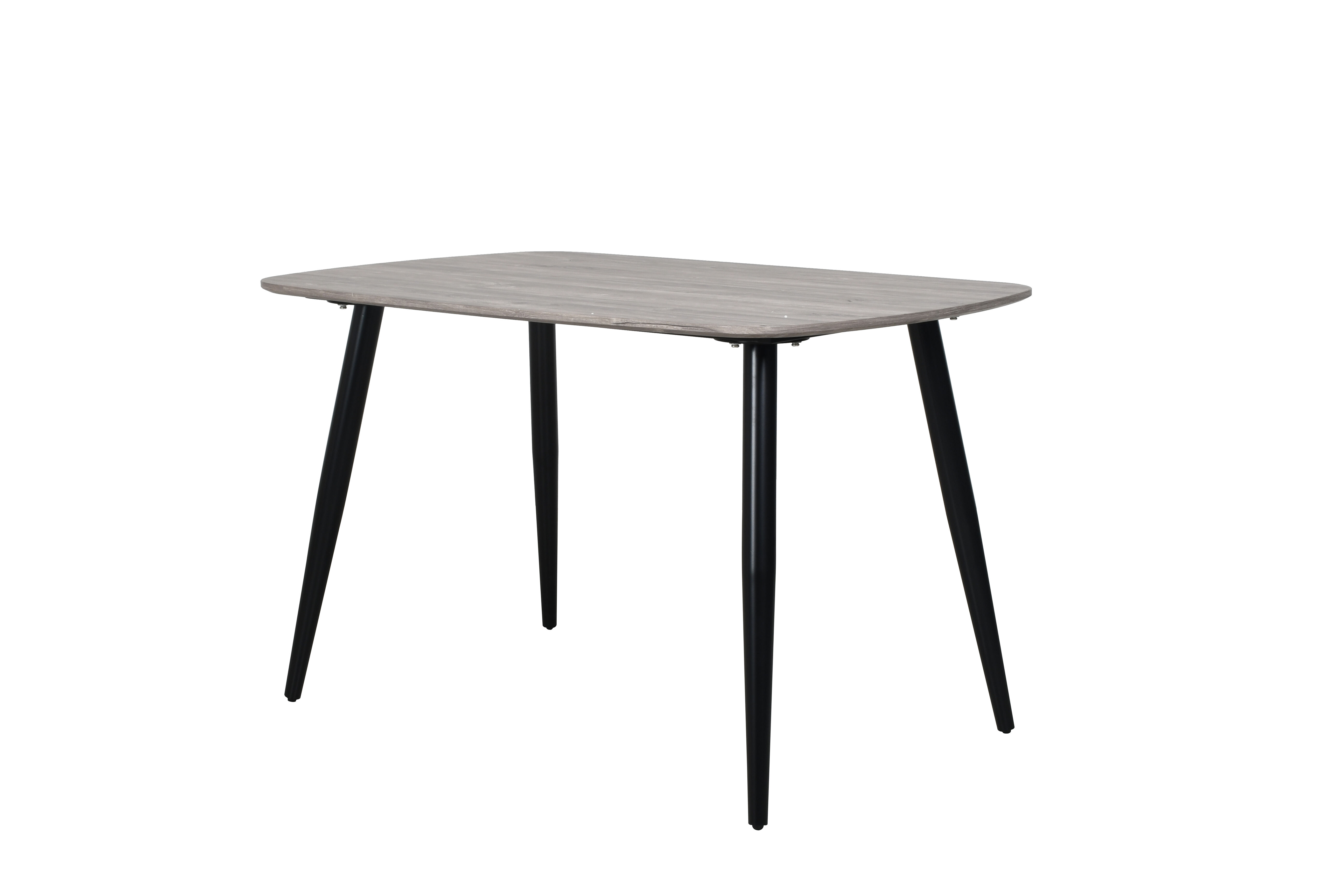 Aspen Rectangular Dining Table, Grey Oak Effect With Black Tapered Legs