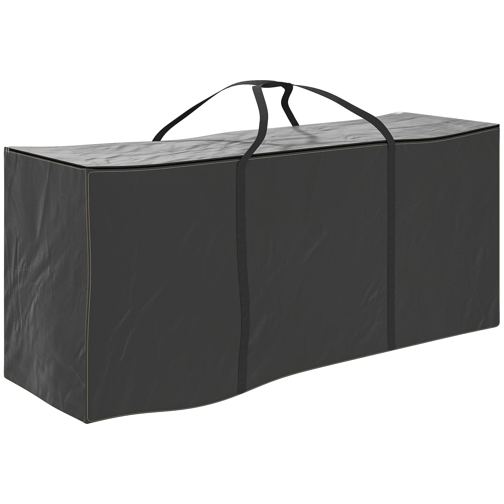 Outsunny 720 L Outdoor Garden Cushion Storage Bag, Heavy Duty 600d Oxford Fabric Waterproof Garden Furniture Cushion Storage Bag With 2-way Zip For Tent, Christmas Tree, 175 X 55 X 75 Cm, Black
