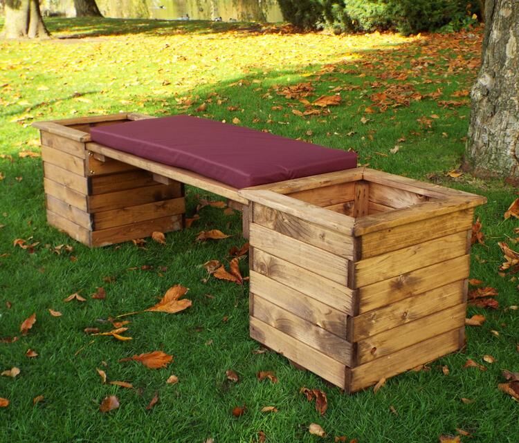 Deluxe Planter Bench - Burgundy