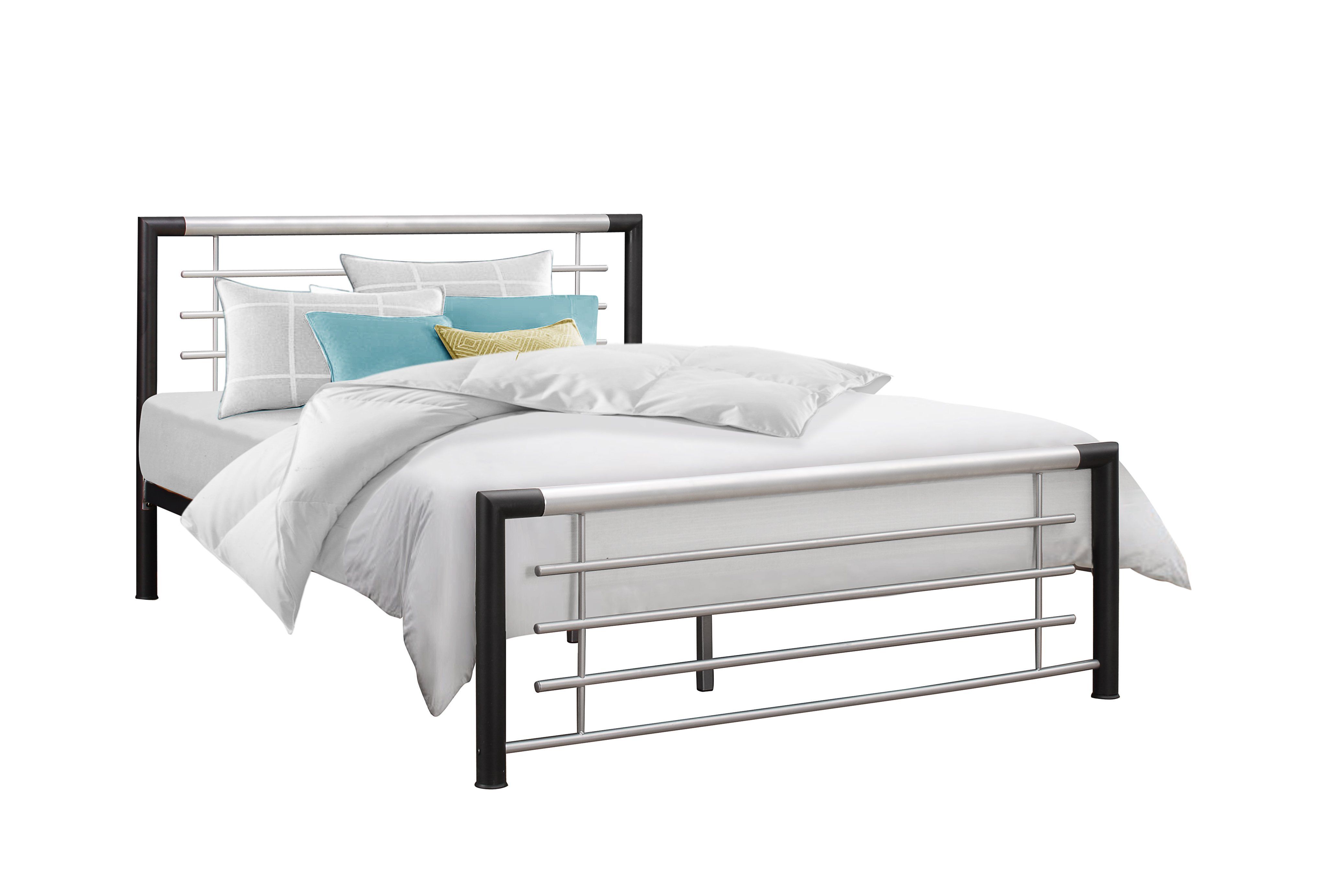 Faro Small Double Bed Silver & Black