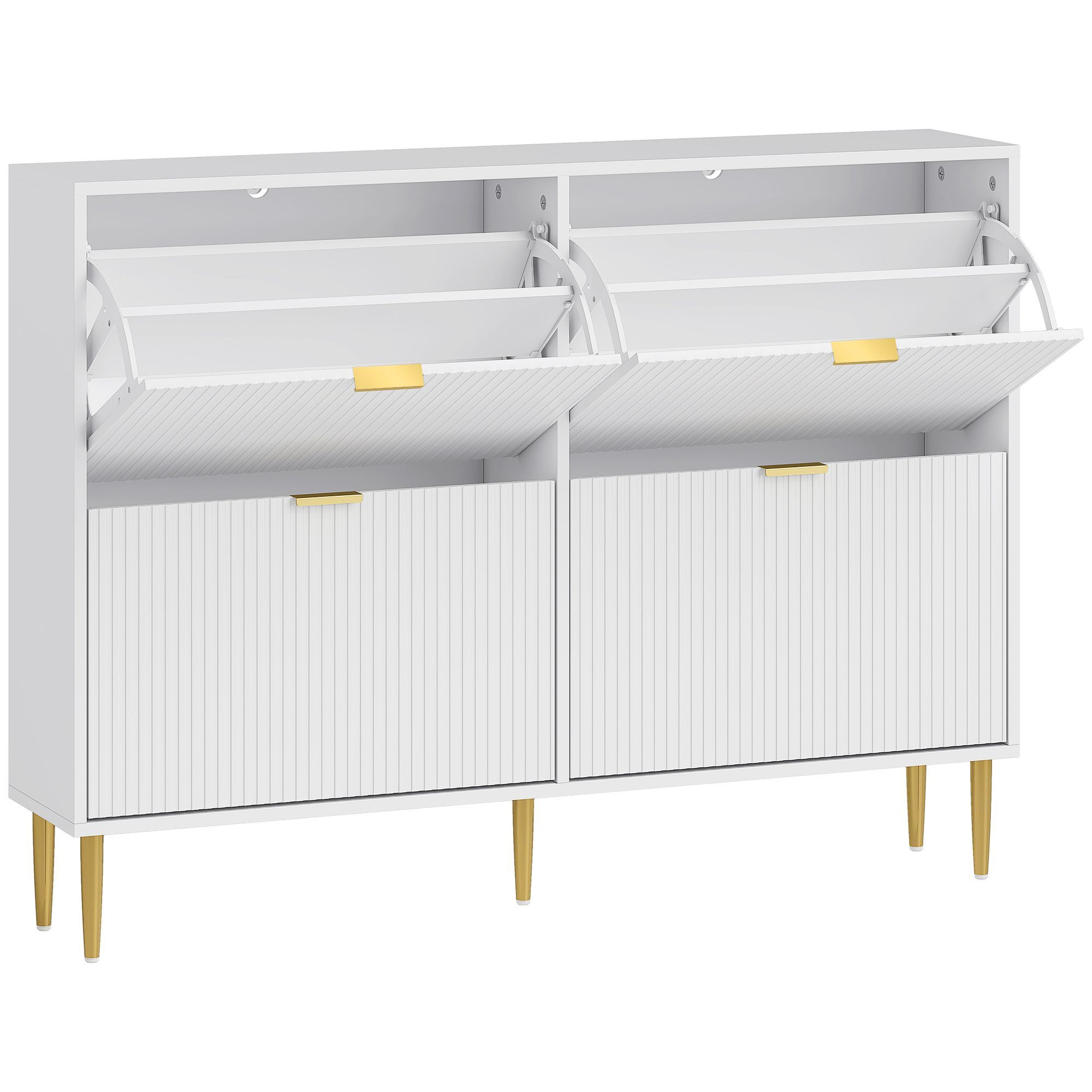 Homcom Narrow Shoe Cabinet With 4 Flip Drawers - White
