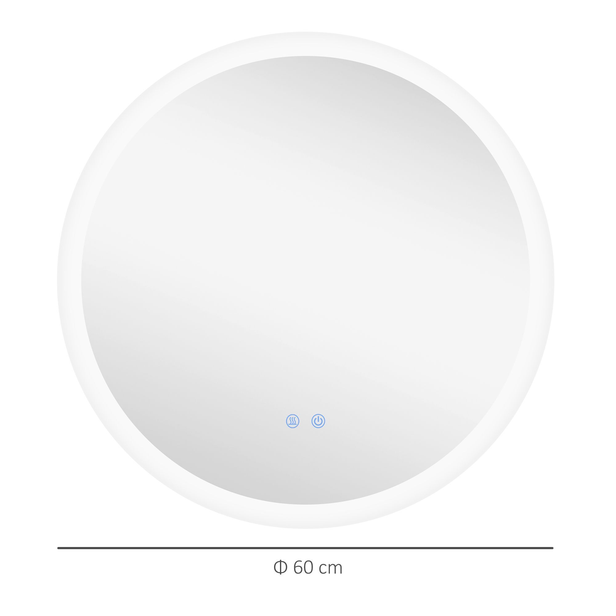 Kleankin Round Bathroom Mirror With Led Lights, 3 Temperature Colours, Defogging Film, Aluminium Frame, Hardwired, 60 X 60 Cm