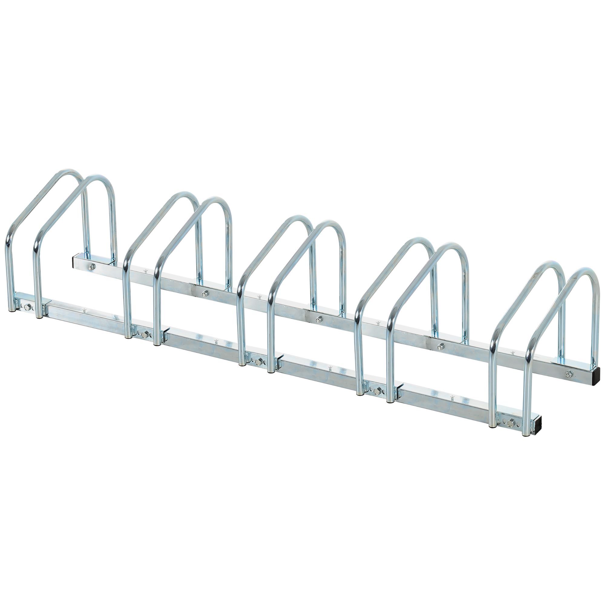 Homcom Bike Stand Parking Rack Floor Or Wall Mount Bicycle Cycle Storage Locking Stand (5 Racks, Silver)