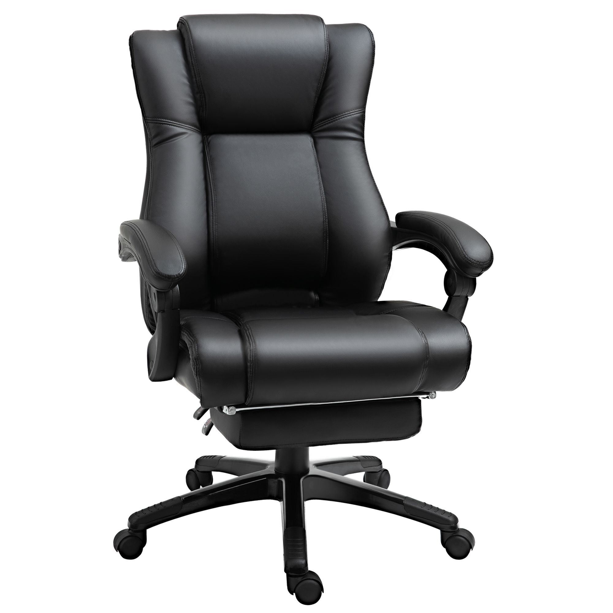 Vinsetto Executive Home Office Chair Swivel High Back Recliner Pu Leather Ergonomic Chair, With Footrest, Wheels, Adjustable Height, Black