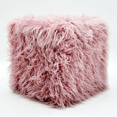 38cm Pink Fluffy Footstool