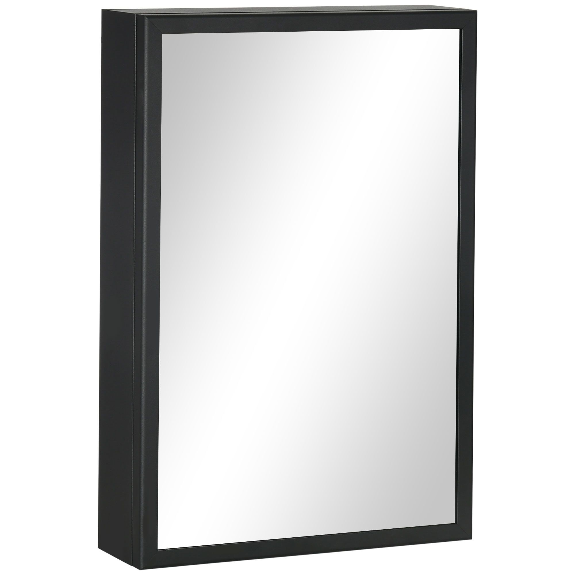 Kleankin Bathroom Cabinet With Mirror, Wall Mounted Bathroom Mirror Cabinet With Storage Shelves, 40 X 12 X 60 Cm, Black