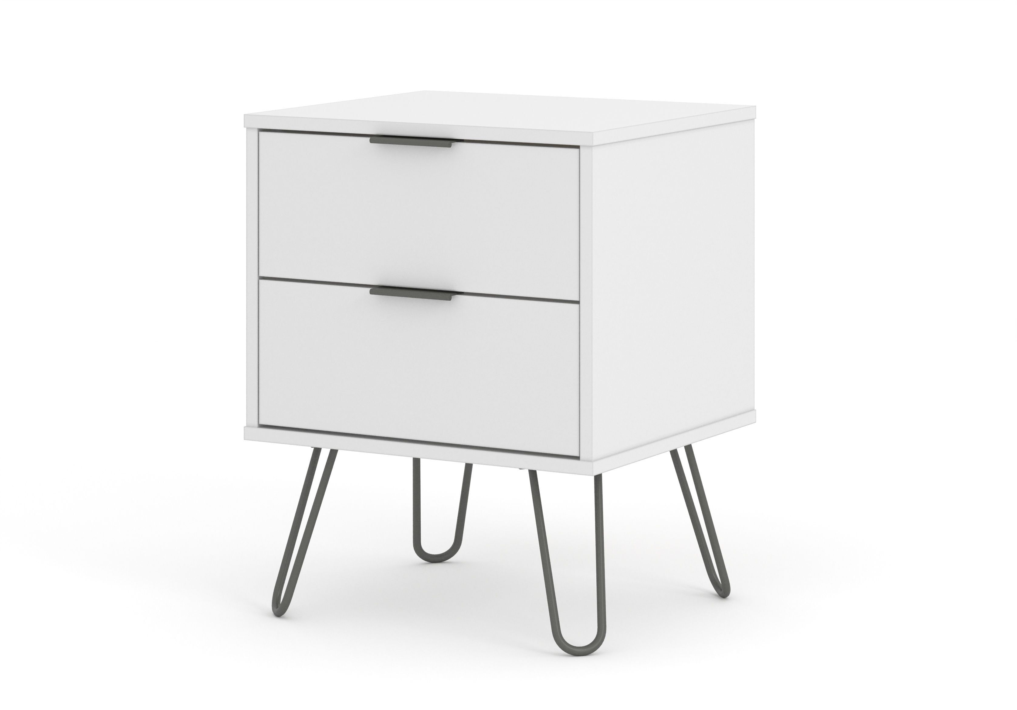 Augusta White 2 Drawer Bedside Cabinet