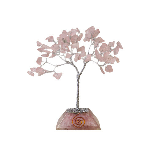 Gemstone Tree With Orgonite Base - 80 Stone - Rose Quartz