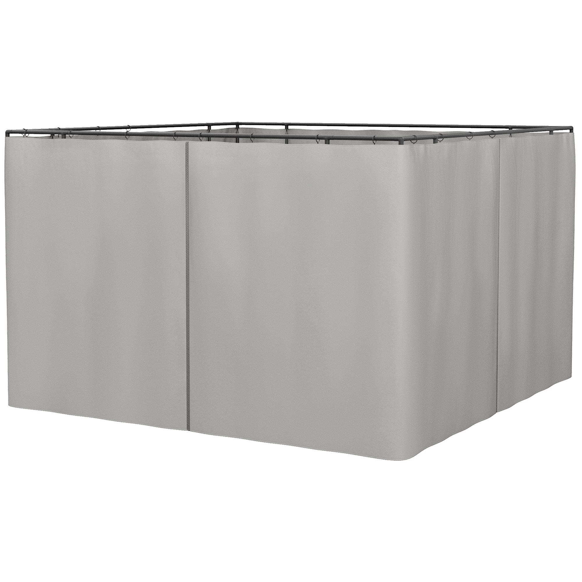 Outsunny 3 X 3(m) Universal Gazebo Sidewall Set With 4 Panels, Hooks/c-rings Included For Pergolas & Cabanas, Light Grey