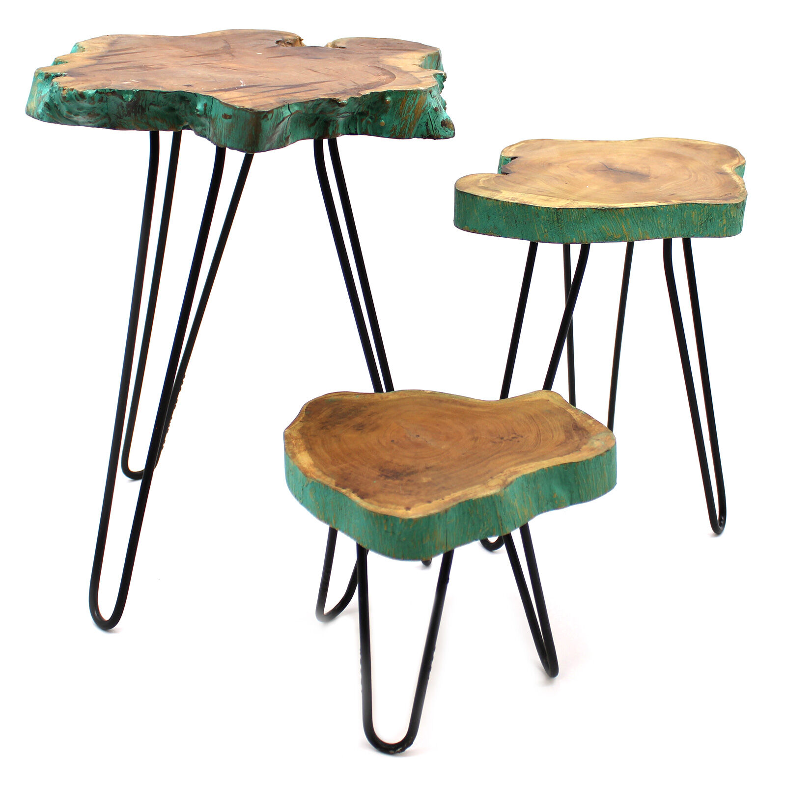 Set Of 3 Gamal Wood Plant Stands - Greenwash