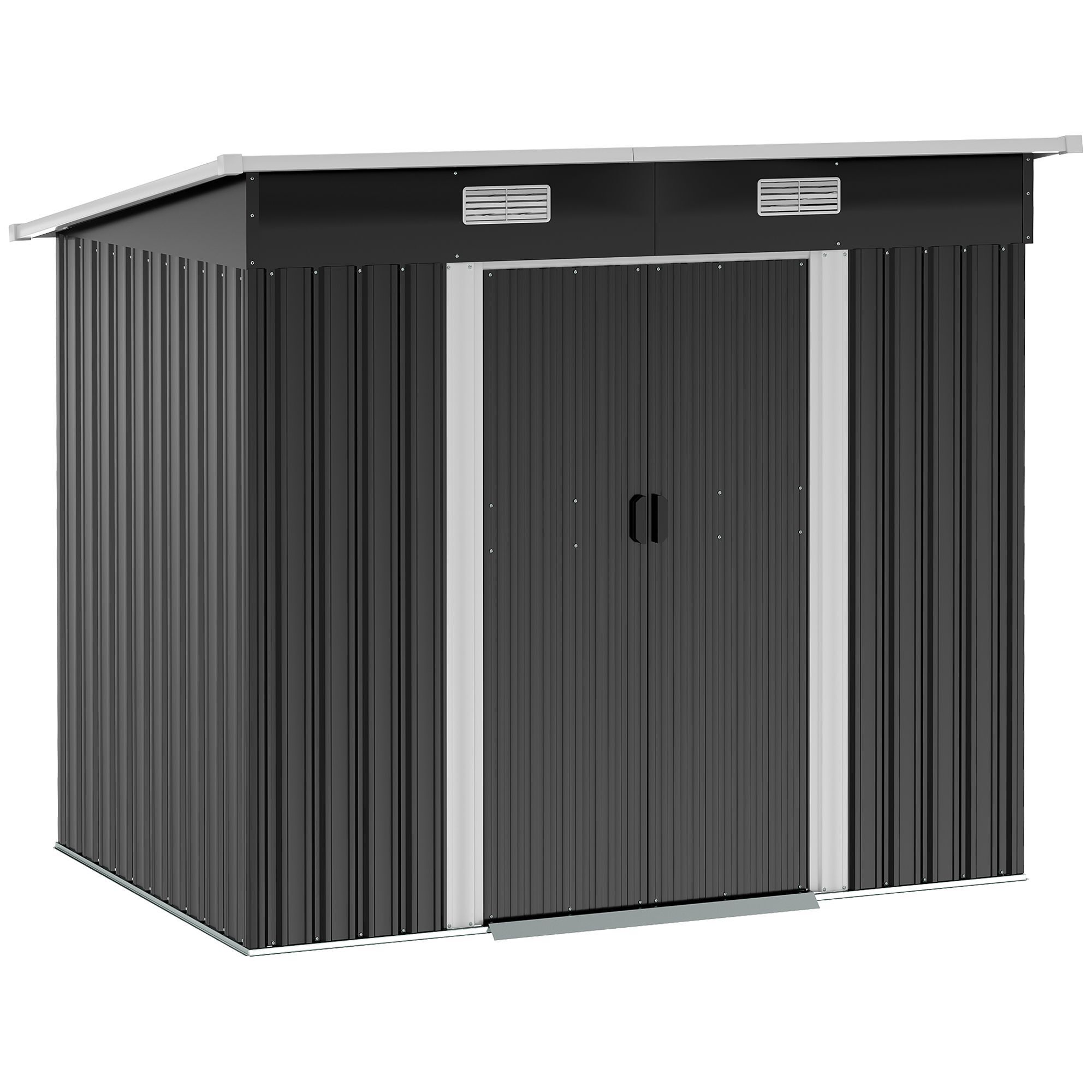 Outsunny 6.8 X 4.3ft Outdoor Garden Storage Shed, Tool Storage Box, Patio And Lawn, Black