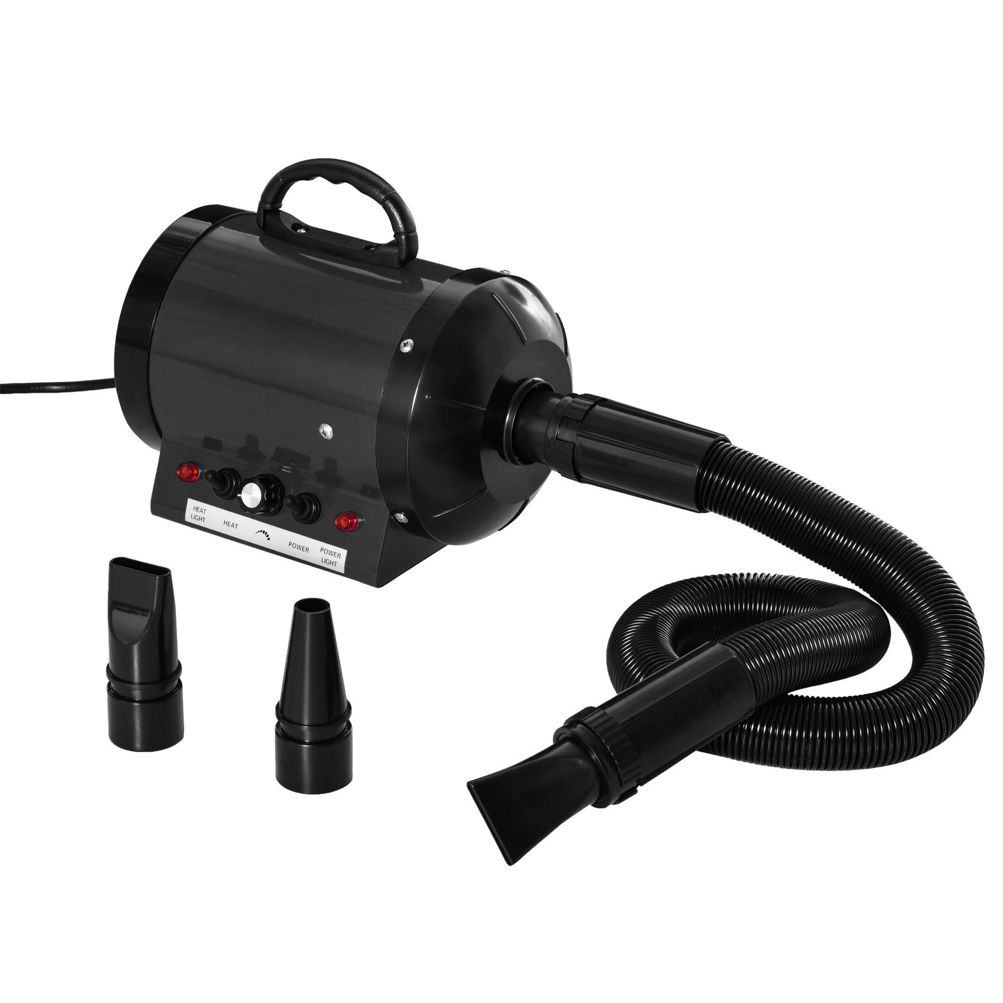 Pawhut 2800w Dog Hair Dryer Pet Grooming Blaster Water Blower Dryer W/ 3 Nozzles, Black