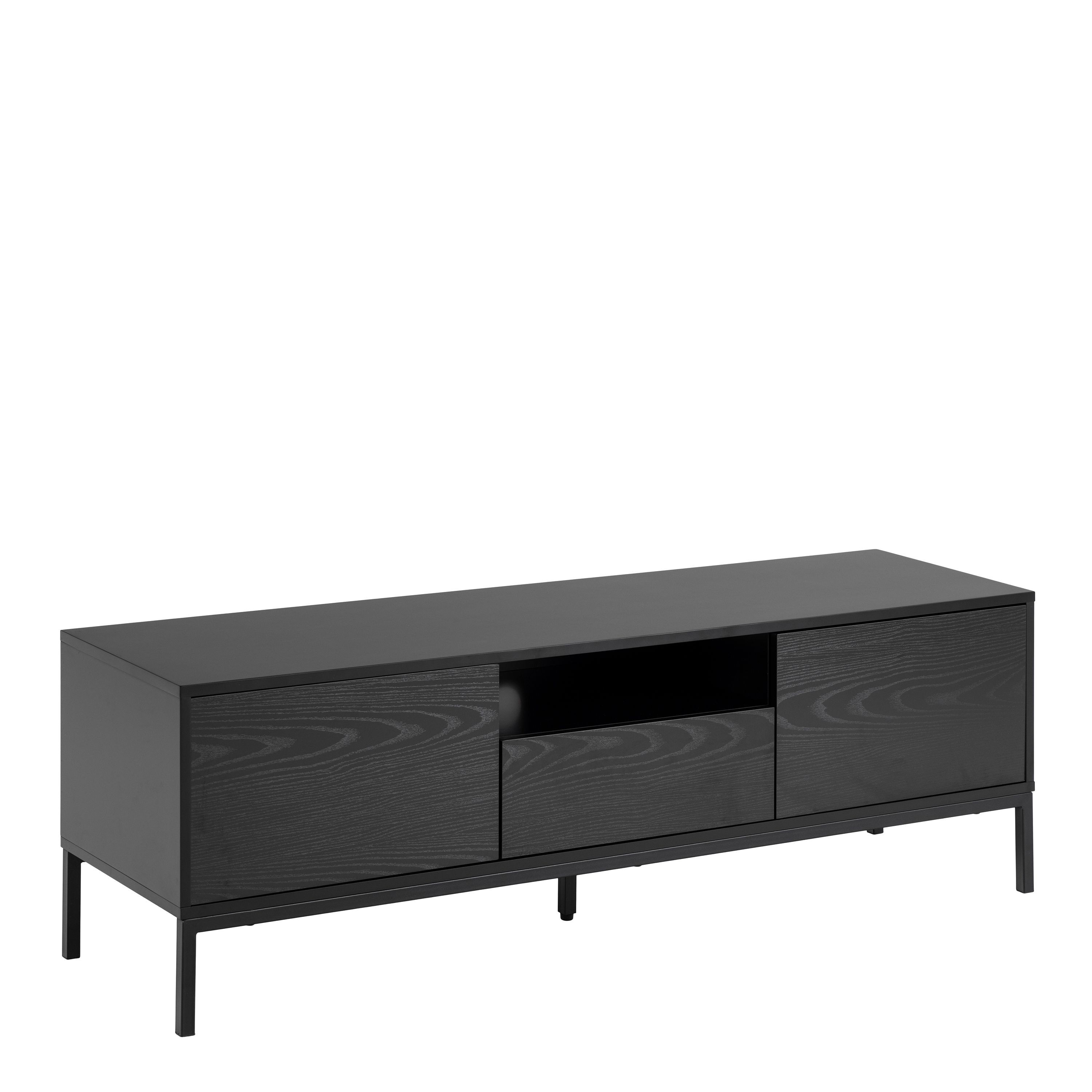 Seaford 2 Door 1 Drawer Tv Unit In Ash Black