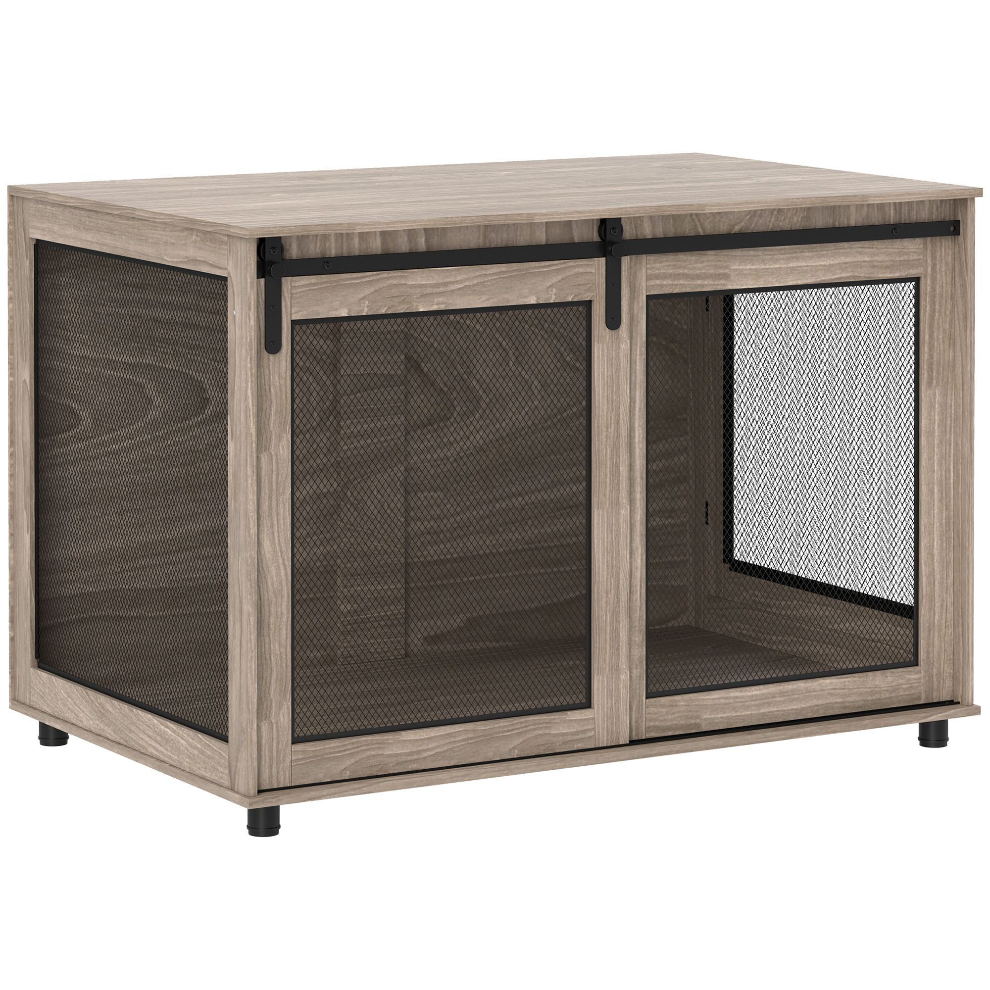 Pawhut Dog Crate Furniture With Sliding Door For Extra Large Dogs, 118 X 75.5 X 82cm, Walnut Brown