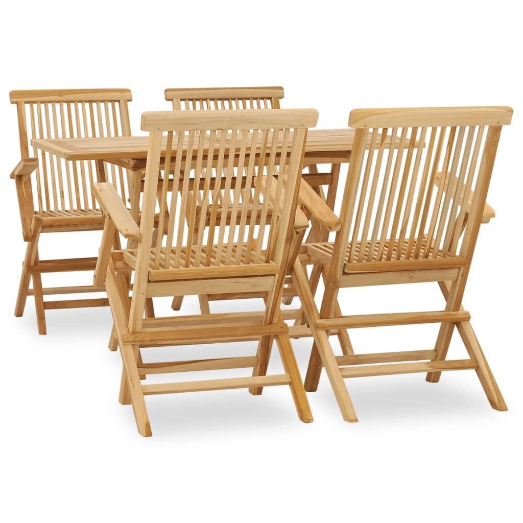 Vidaxl 5 Piece Outdoor Dining Set Solid Teak Wood