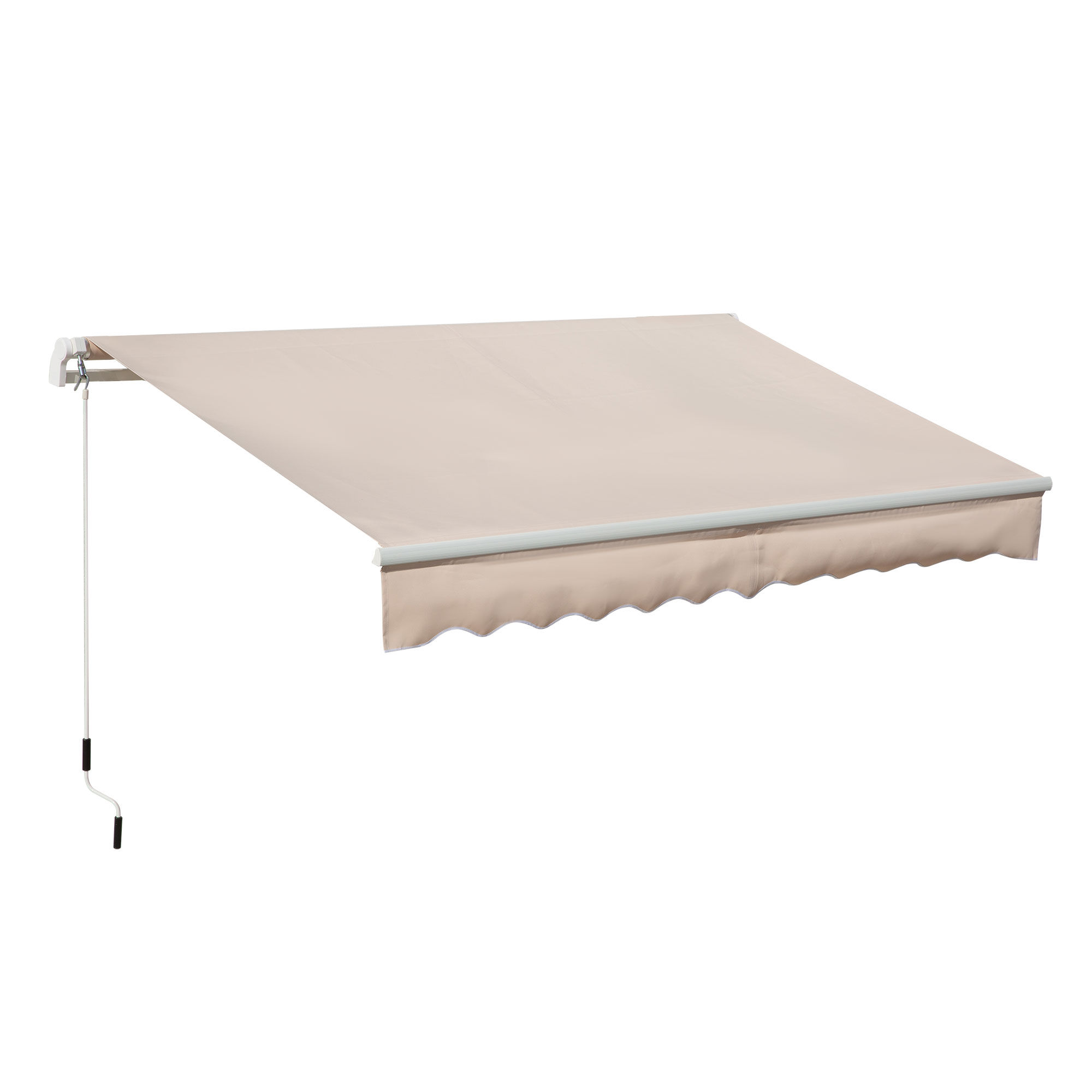 Outsunny Window Awning Canopy Garden Outdoor Shelter Patio Sun Shade Uv Blocker Light Weight Aluminium Frame W/ Hand Crank 3 X 2m Beige