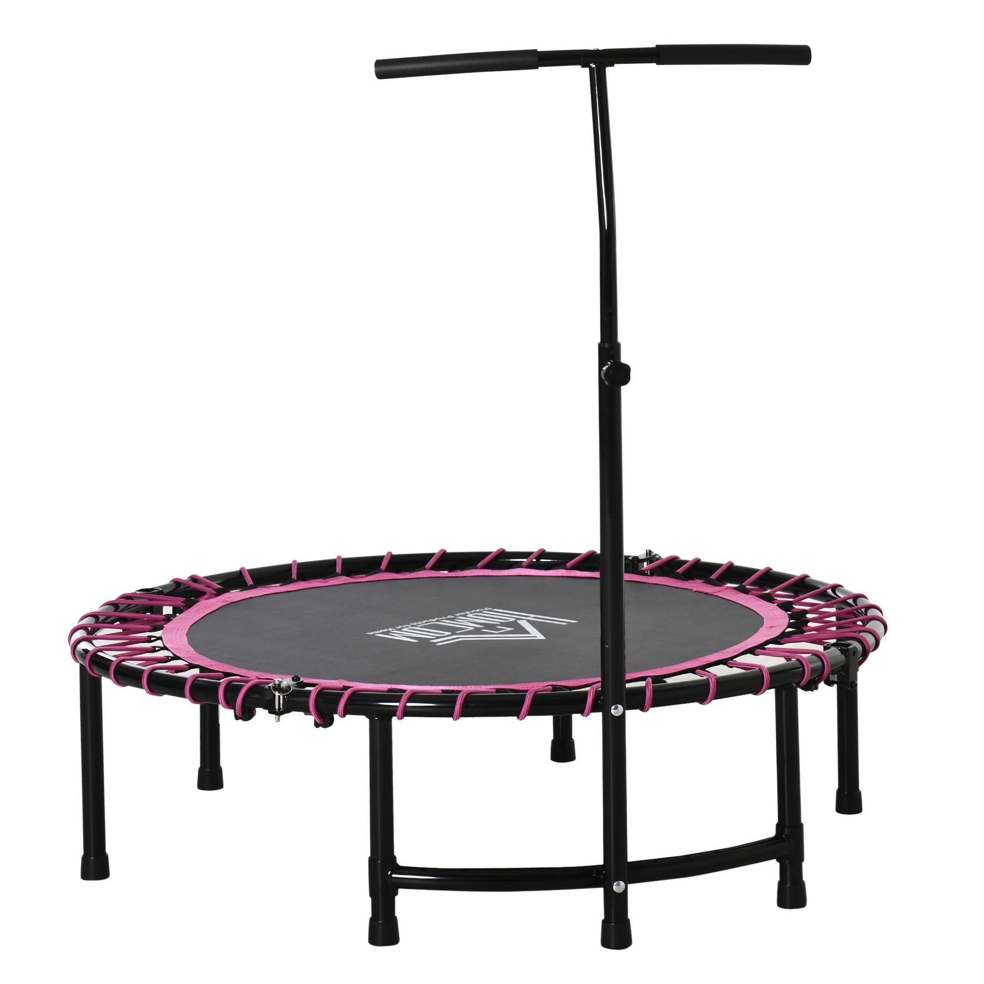 Homcom 45" Round Mini Trampoline Rebounder Jumper With Adjustable Handle - Pink