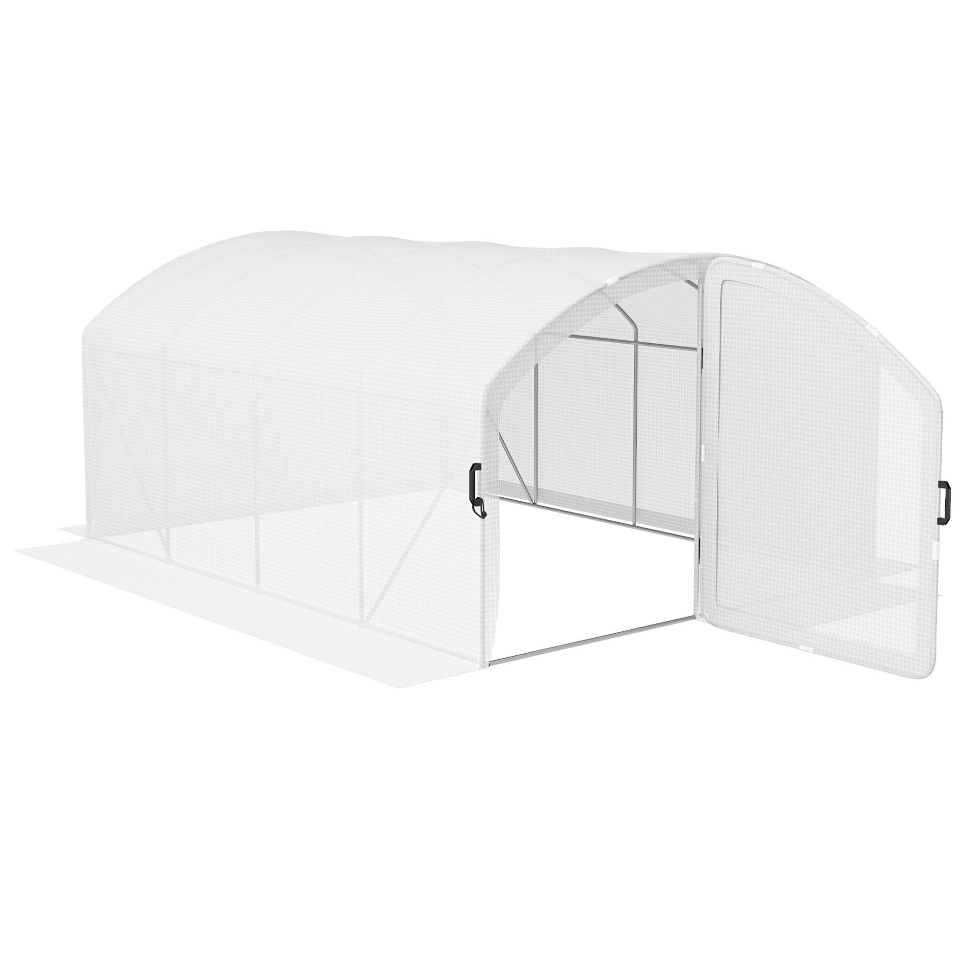 Outsunny Polytunnel Greenhouse Walk-in Grow House With Uv-resistant Pe Cover, Door, Galvanised Steel Frame, 4 X 3 X 2m, White