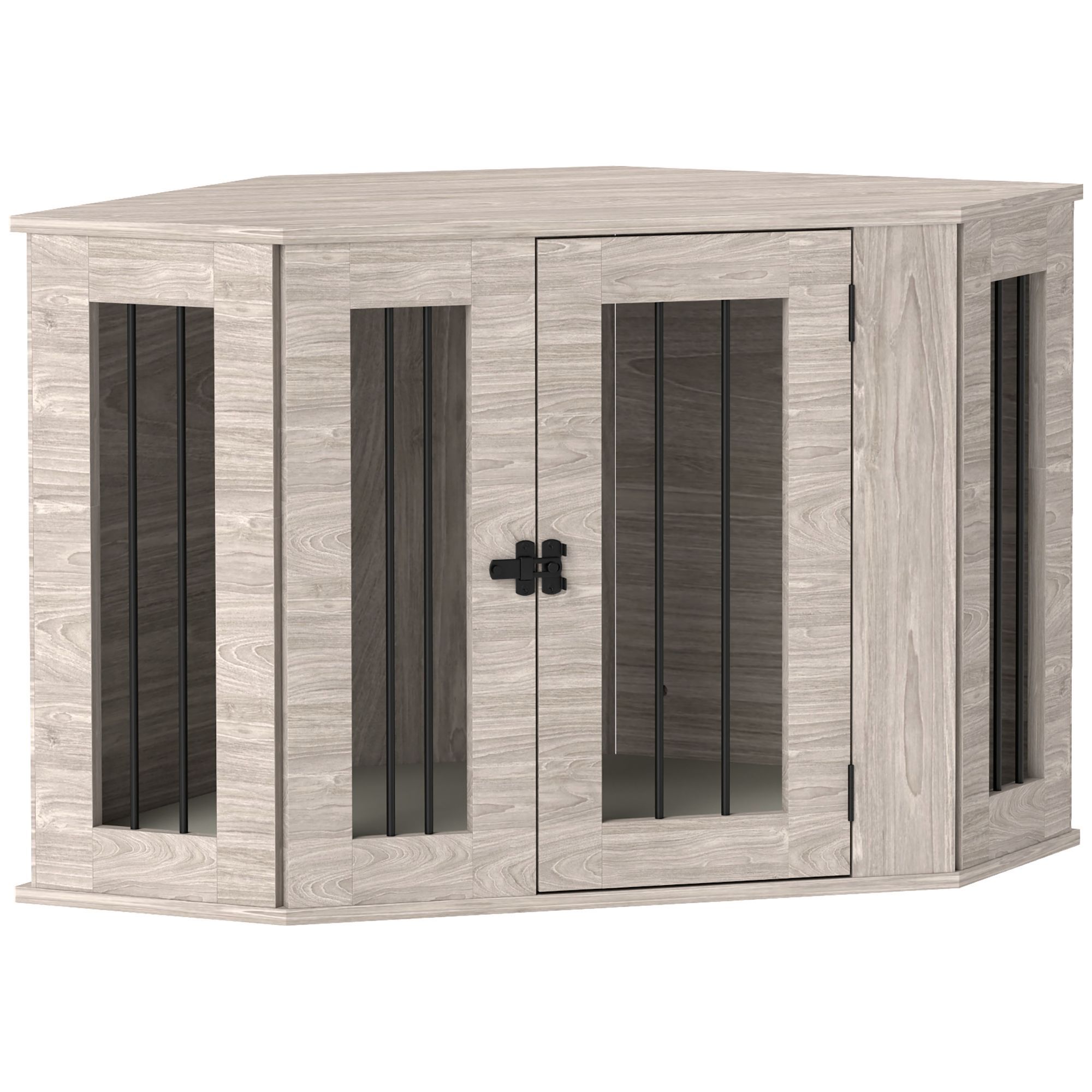 Pawhut 2 In 1 Dog Crate Furniture Side Table, With Cushion, 104 X 55 X 63cm - Walnut Brown