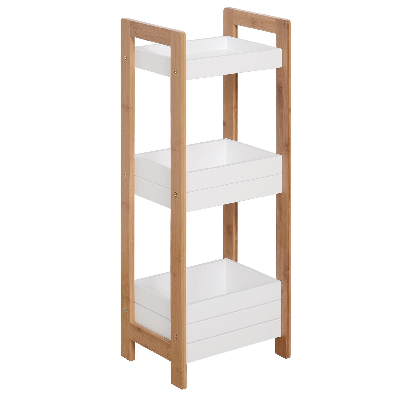 Homcom 3-tier Bathroom Rack Storage Shelf Bamboo Organiser Shower Tower For Narrow Place