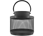 Lantern Black Iron H 24 Cm Pillar Candle Holder Handle Minimalistic Industrial Decoration Accent Piece Beliani