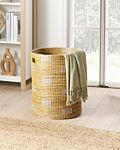 Seagrass Basket Light Plastic Threads Handles Handmade Laundry Basket Rustic Boho Style Living Room Bathroom Beliani