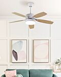 Ceiling Fan With Light Ventilator White Synthetic Material Metal 5 Blades Remote Control Minimalist Design Beliani