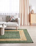 Area Rug Green Jute 200 X 300 Cm Braided Handmade Geometric Pattern Natural Boho Style Textile Beliani