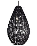 Pendant Hanging Lamp Black Cotton Rope Cage Shade Japandi Natural Style Beliani