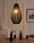 Pendant Hanging Lamp Black Cotton Rope Cage Shade Japandi Natural Style Beliani