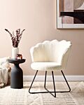 Armless Chair White Boucle Upholstery Shell Back Vintage Classic Design Black Metal Frame Beliani