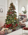 Artificial Christmas Tree Green Pvc Metal Base 240 Cm Traditional Style Festive Decor Beliani