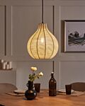 Pendant Hanging Lamp Beige Cotton Rope Cage Shade Japandi Natural Style Beliani