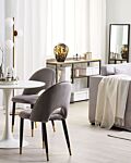 Set Of 2 Dining Chairs Grey Velvet Upholstery Black Legs Retro Glamour Beliani