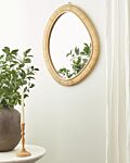 Wall Hanging Mirror Natural Home Décor Irregular Shape Rattan Frame 50 X 60 Cm Boho Design Living Room Furniture Bedroom Beliani