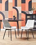 Set Of 2 Dining Chairs Off-white Velvet Black Steel Legs Modern Upholstered Chairs Beliani