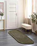 Area Rug Dark Green Viscose Wool 80 X 250 Cm Hand Tufted Low Pile Living Room Cotton Backing Modern Beliani