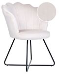 Armless Chair Beige Velvet Upholstery Shell Back Vintage Classic Design Black Metal Frame Beliani
